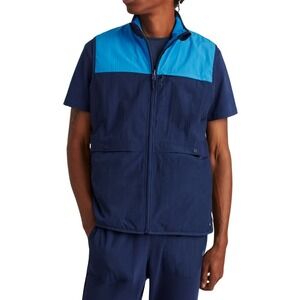 Bonobos Fielder Reversible Fleece Vest Mens XS Blue Navy Colorblock Full Zip